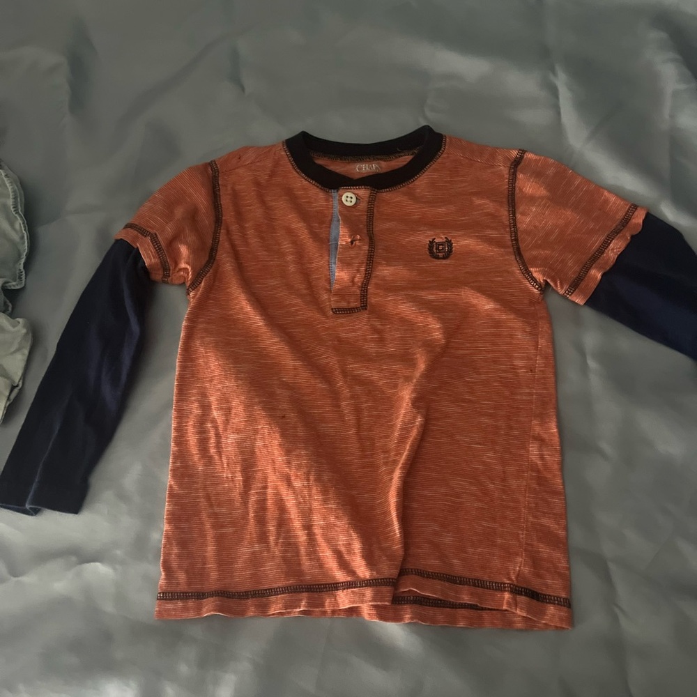 Chaps Kids Long Sleeve Tee in Orange and Navy
